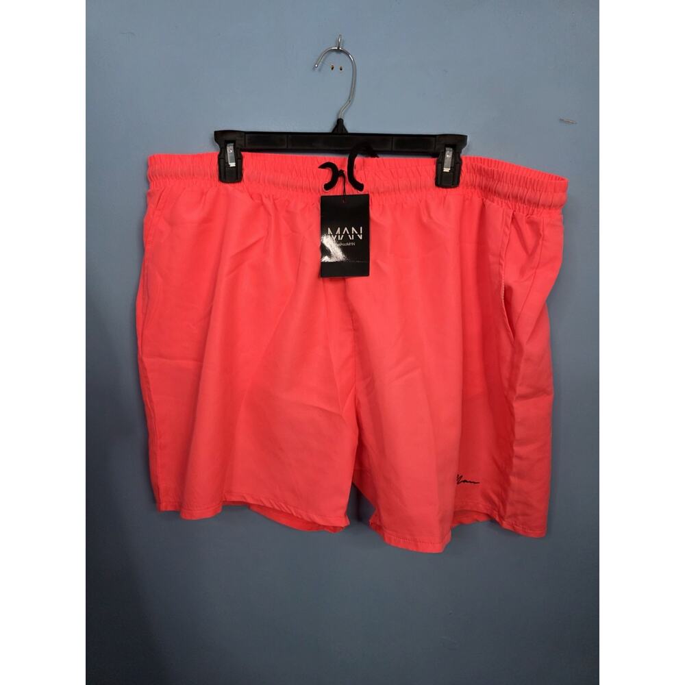boohoo man coral mesh lined swim shorts size 4XL elastic waist drawstring NWT